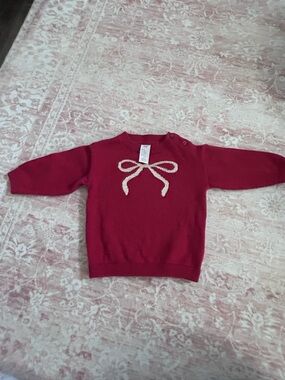 H&M Red Sweater with Cream Bow Detail